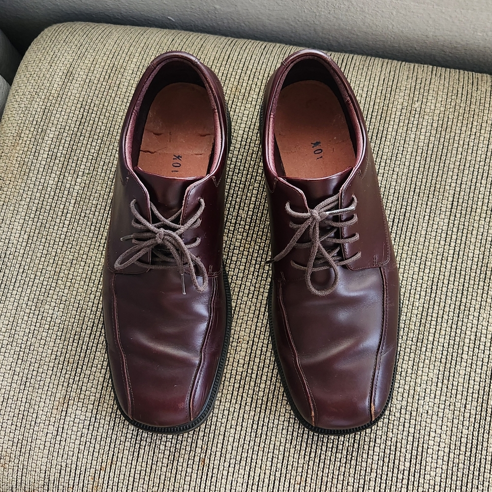 Rockport Hydro-Shield Waterproof Leather Dress Shoes size 10.5 Brown Burgundy